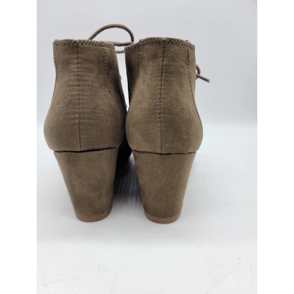 Simply Styled NWOT Lace Up Ankle Boots Women's Size 9 Green Wedge Heel Fabric - Picture 4 of 9